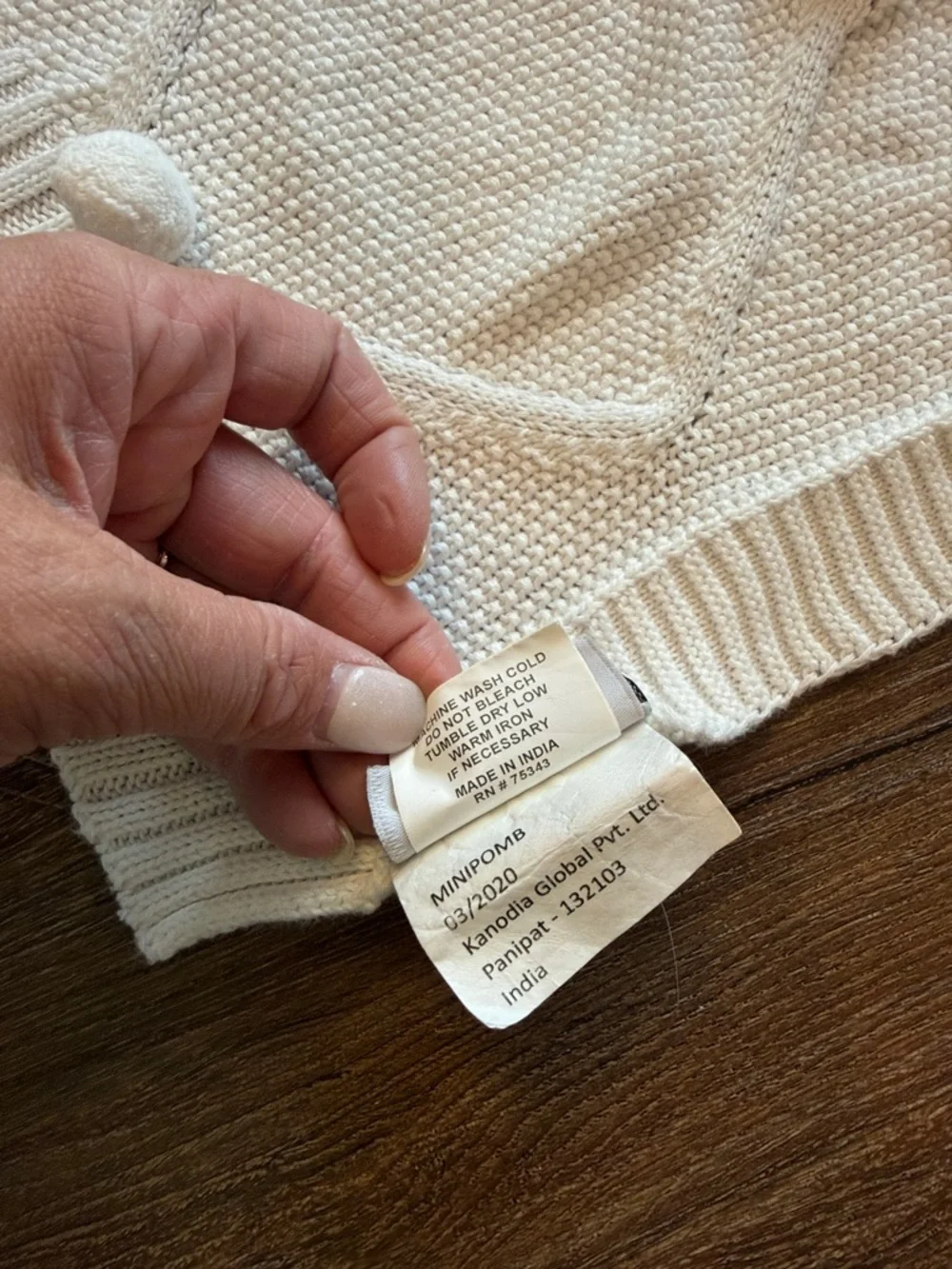 White Pom Pom Knit Baby Blanket made in India
